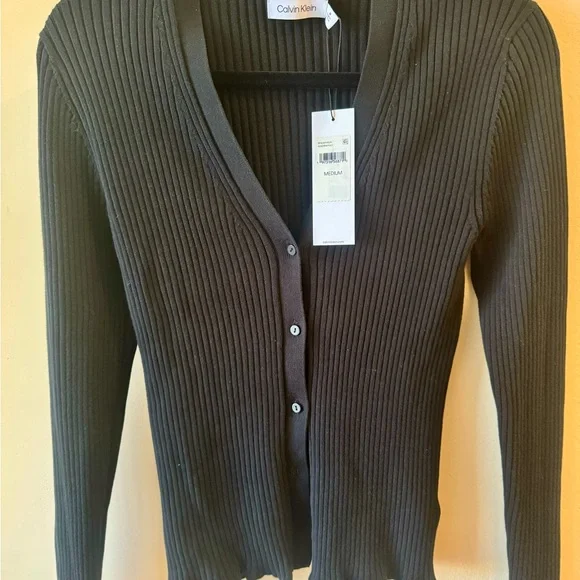NWT Calvin Klein Women's Black Cardigan Sweater - Picture 1 of 5